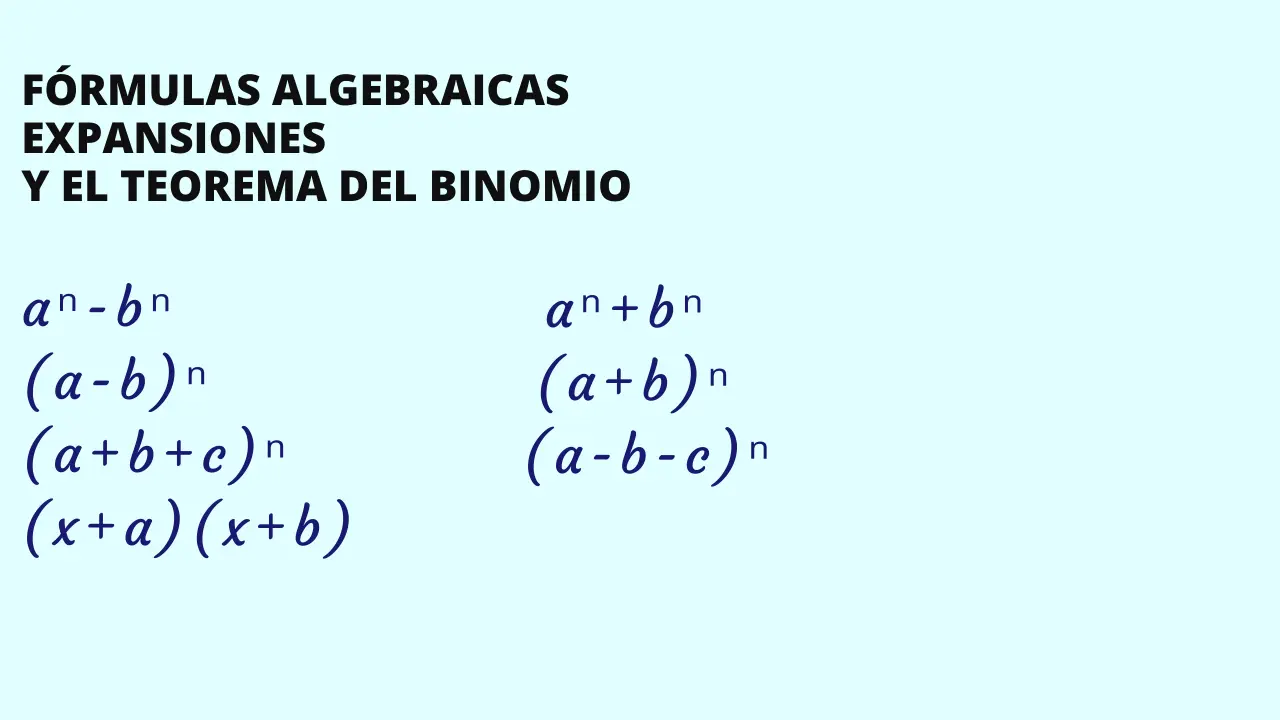 Fórmulas algebraicas, expansiones y el teorema binomial
