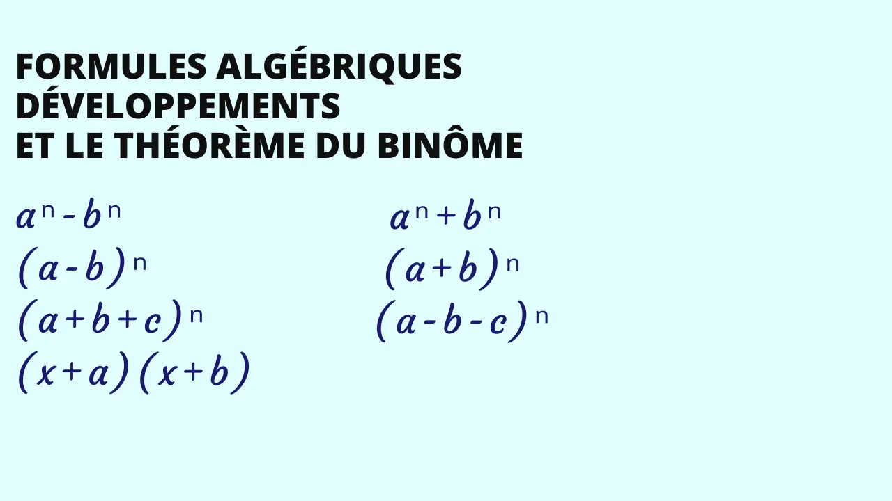 Formules algébriques, développements et le théorème du binôme